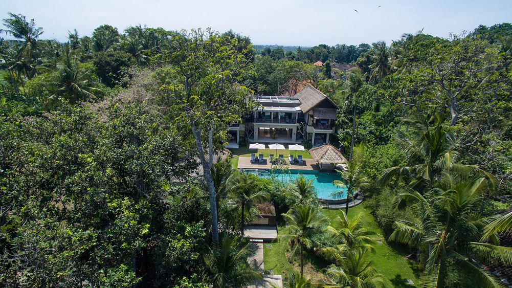 Seseh Beach Villa II - The villa and gardens from above